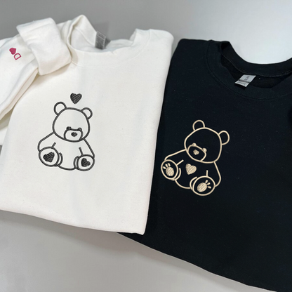 Teddy Bear Love Matching Hoodies for Couples - Custom Embroidered Sweatshirts