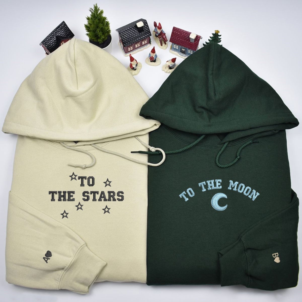 To The Moon and Stars Matching Hoodies for Couples - Custom Embroidered Sweatshirts