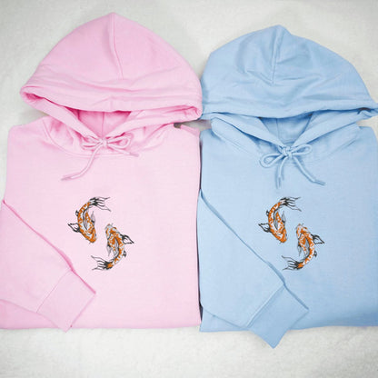 Yin and Yang Koi Fish Matching Hoodies for Couples - Custom Embroidered Sweatshirts