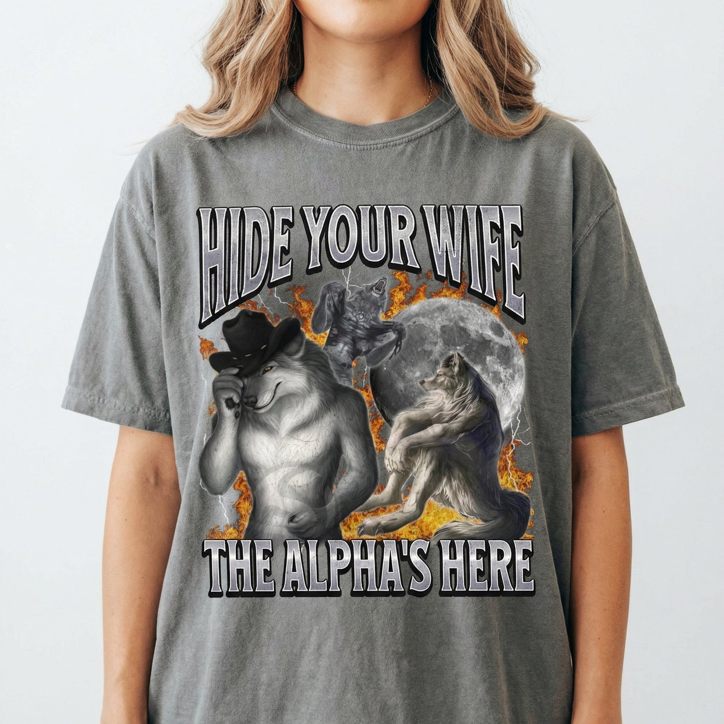 Funny Alpha Wolf Meme T-Shirt – The Alpha Is Here Graphic Tee