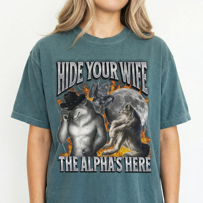 Funny Alpha Wolf Meme T-Shirt – The Alpha Is Here Graphic Tee