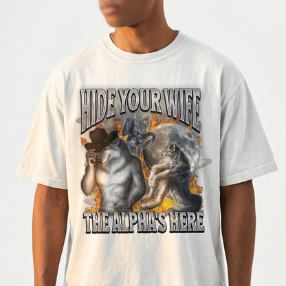 Funny Alpha Wolf Meme T-Shirt – The Alpha Is Here Graphic Tee