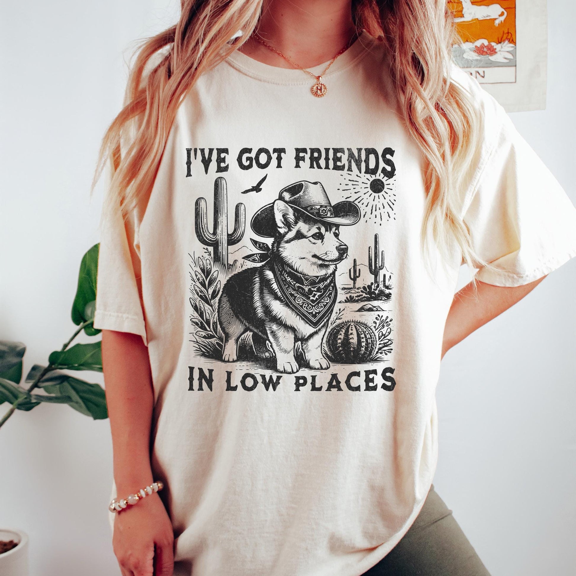 Funny Corgi Graphic T-Shirt – Friends in Low Places Dog Lover Gift Tee
