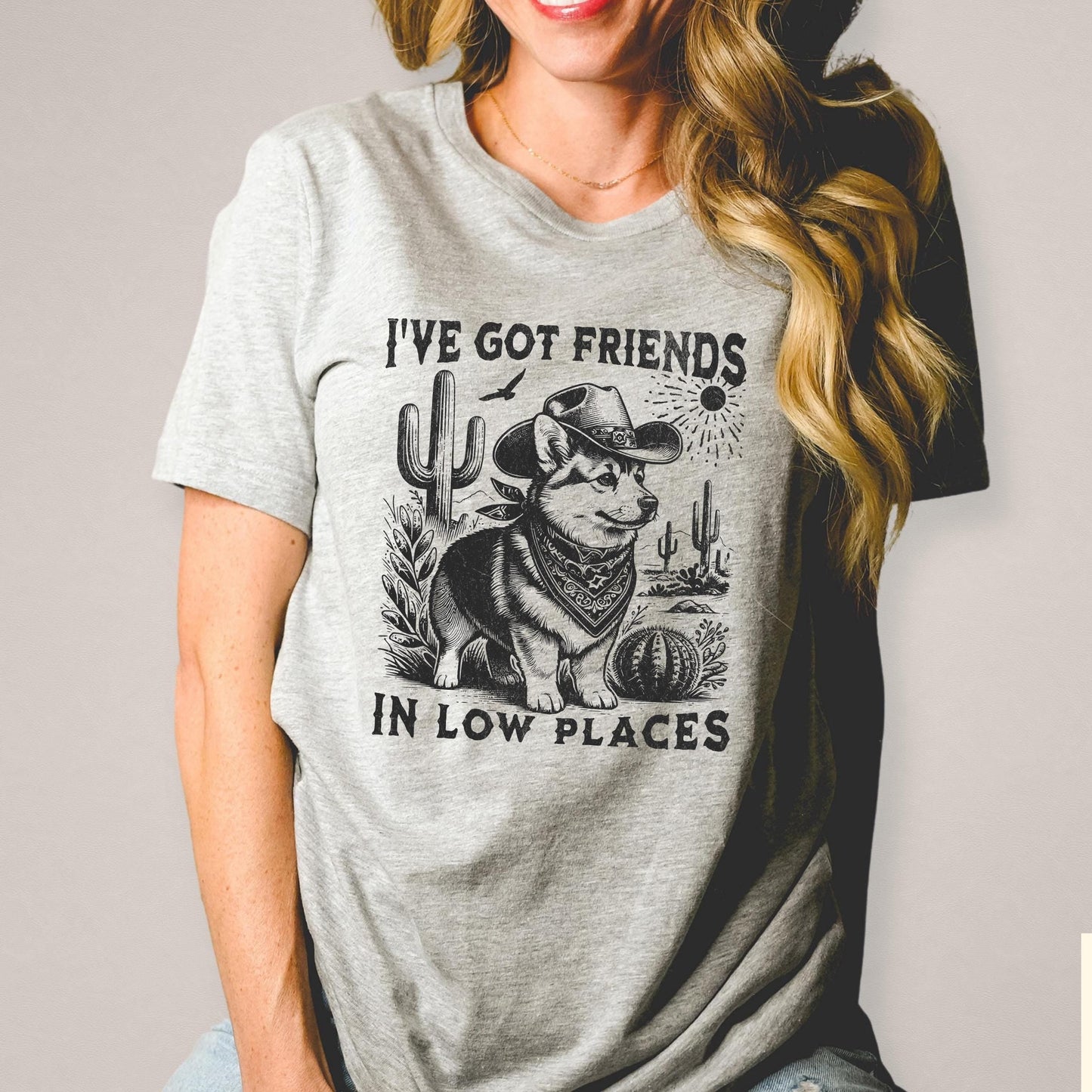 Funny Corgi Graphic T-Shirt – Friends in Low Places Dog Lover Gift Tee