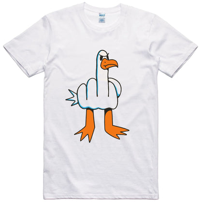 Funny Seagull Graphic T-Shirt – Rude Bird Meme Tee for Men