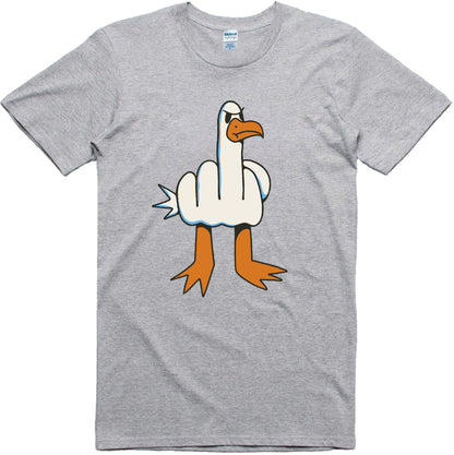 Funny Seagull Graphic T-Shirt – Rude Bird Meme Tee for Men
