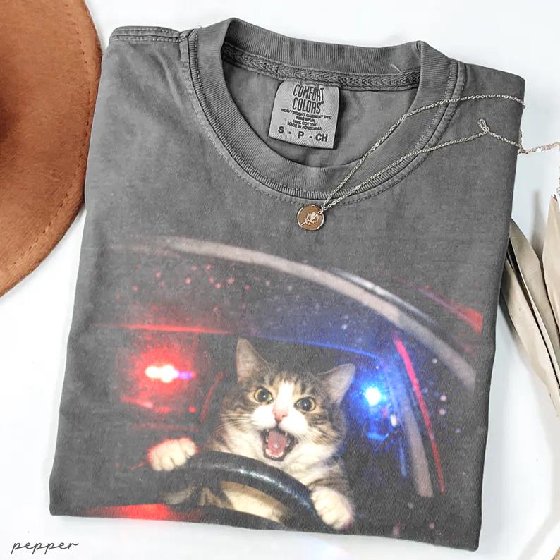 Funny Vintage Cat Graphic T-Shirt – Retro Meme Tee for Cat Lovers