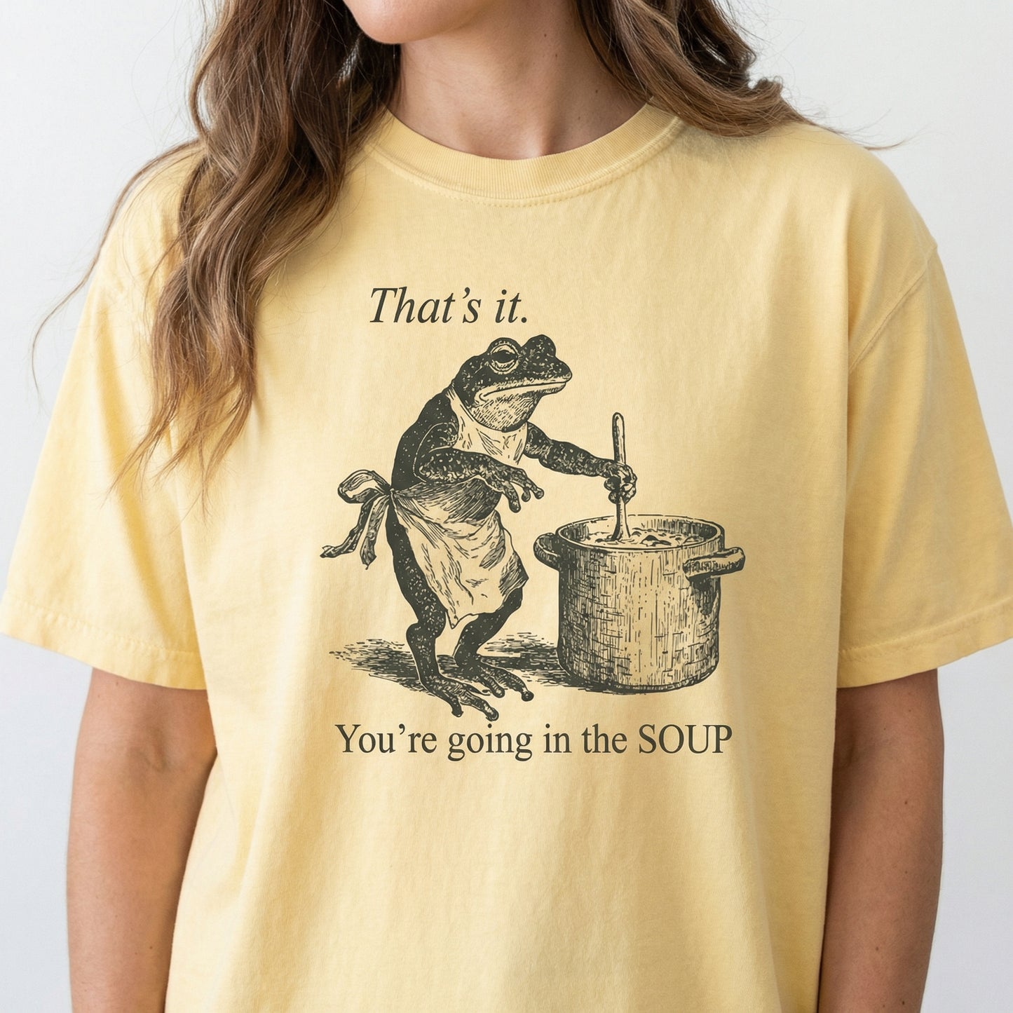 Funny Frog Graphic T-Shirt – Going in the Soup Meme Tee for Trendy Casual Wear