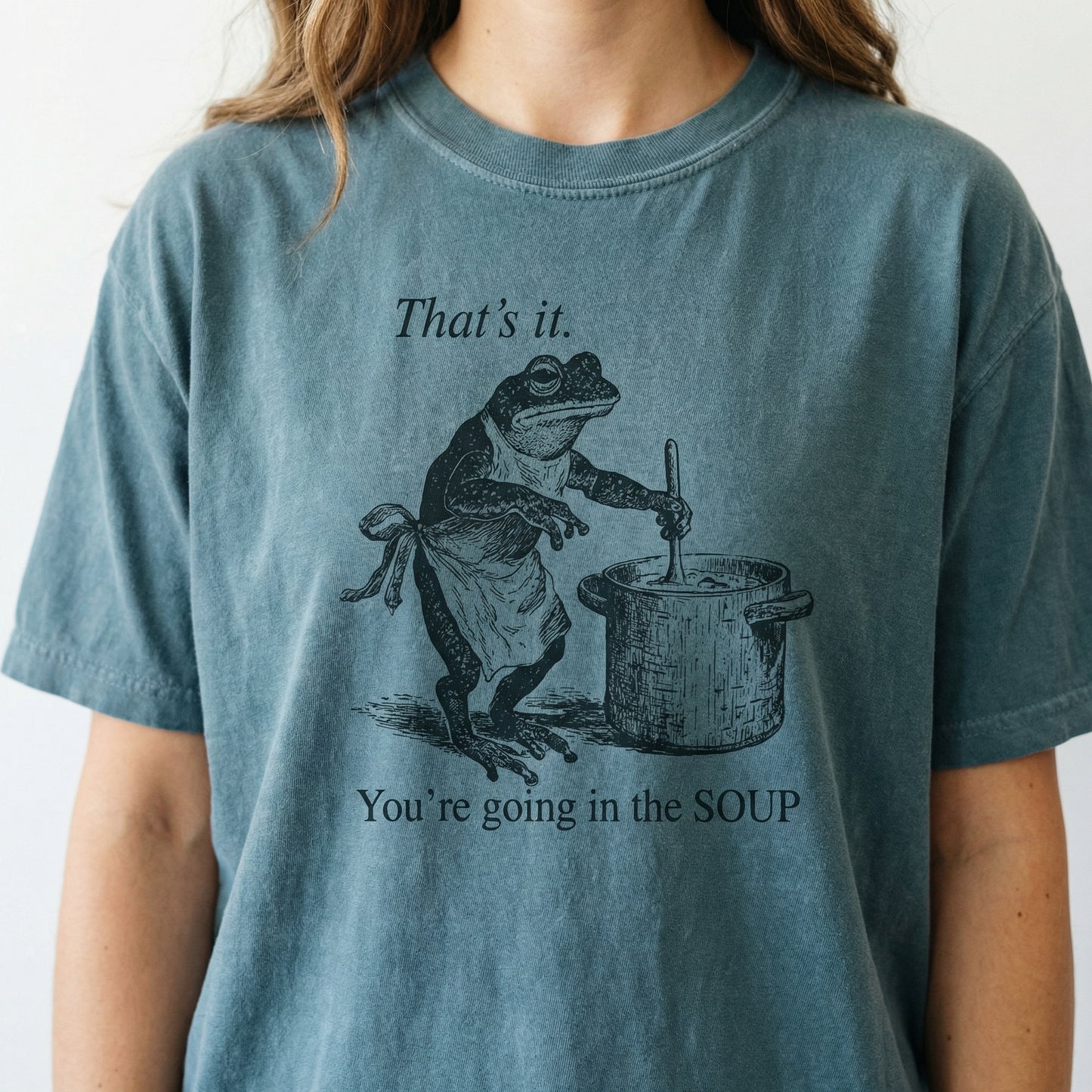 Funny Frog Graphic T-Shirt – Going in the Soup Meme Tee for Trendy Casual Wear