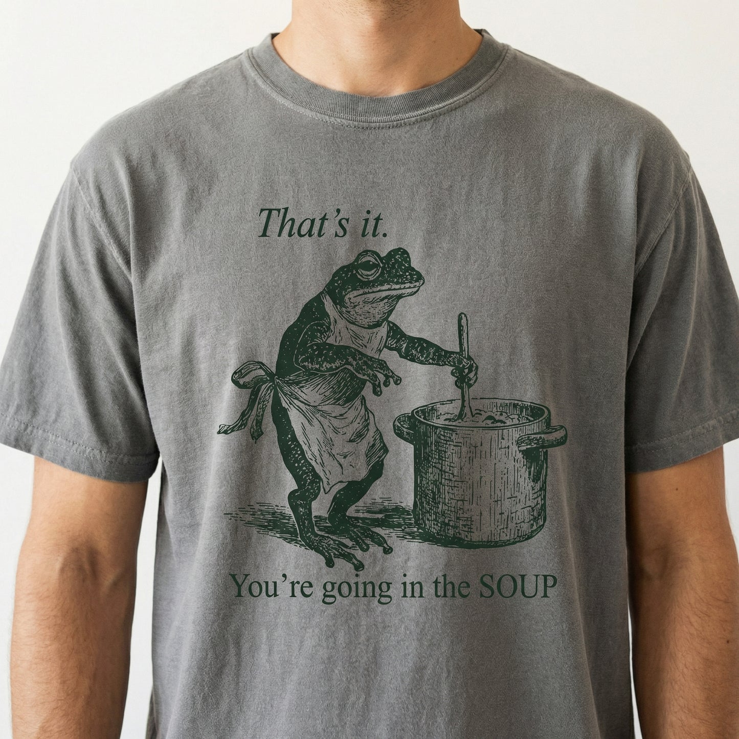 Funny Frog Graphic T-Shirt – Going in the Soup Meme Tee for Trendy Casual Wear