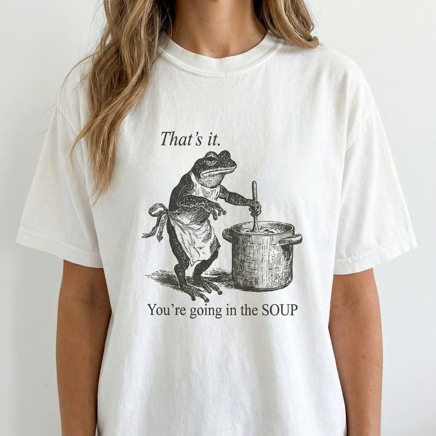 Funny Frog Graphic T-Shirt – Going in the Soup Meme Tee for Trendy Casual Wear