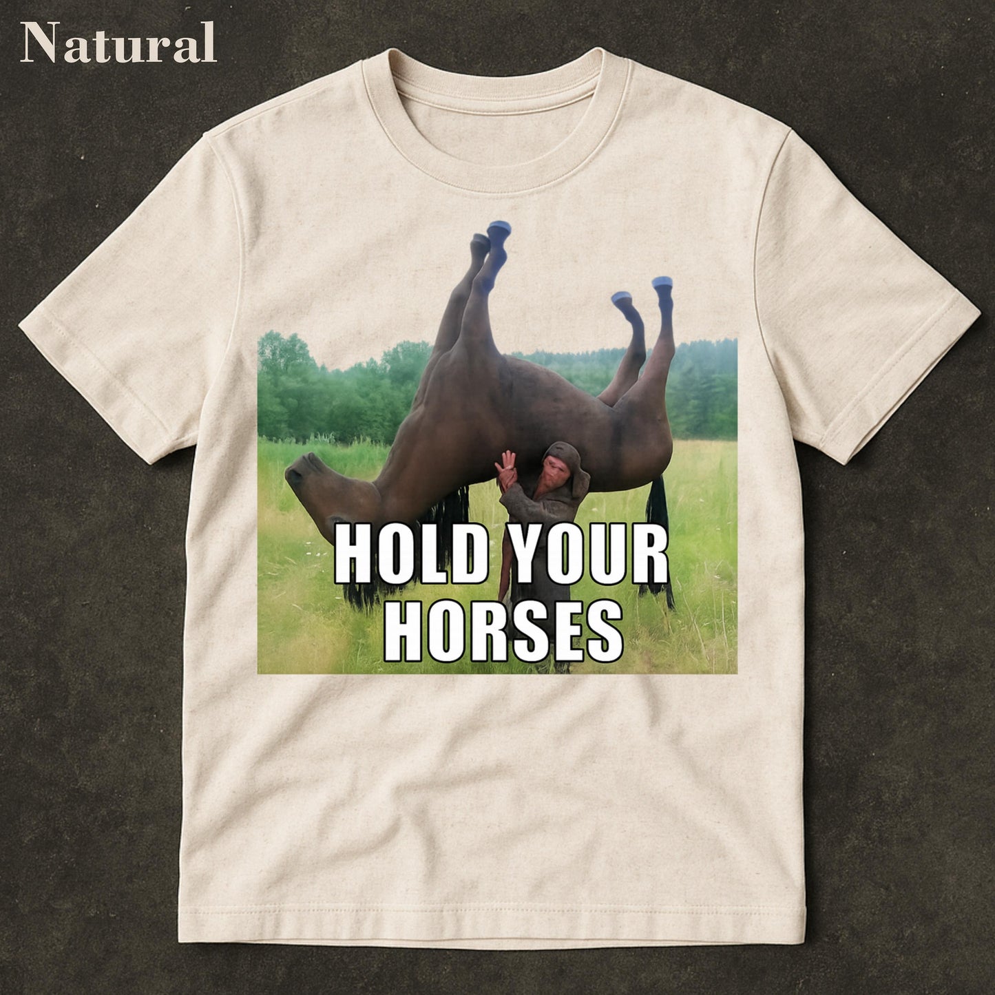 Hold Your Horses Funny Meme T-Shirt – Ironic Graphic Tee