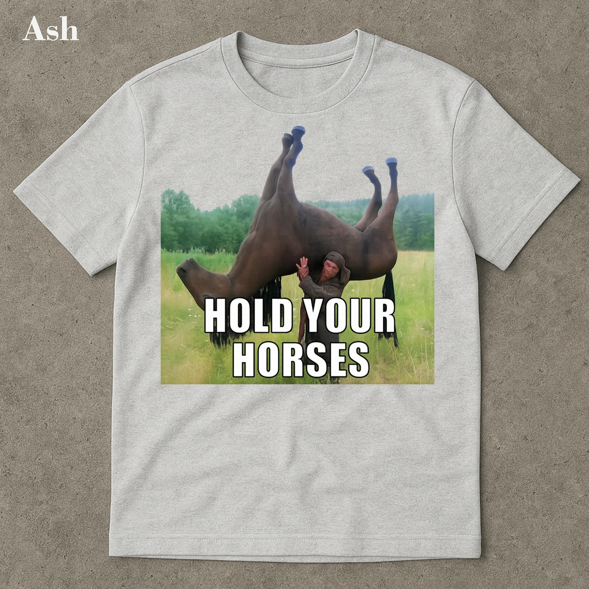 Hold Your Horses Funny Meme T-Shirt – Ironic Graphic Tee