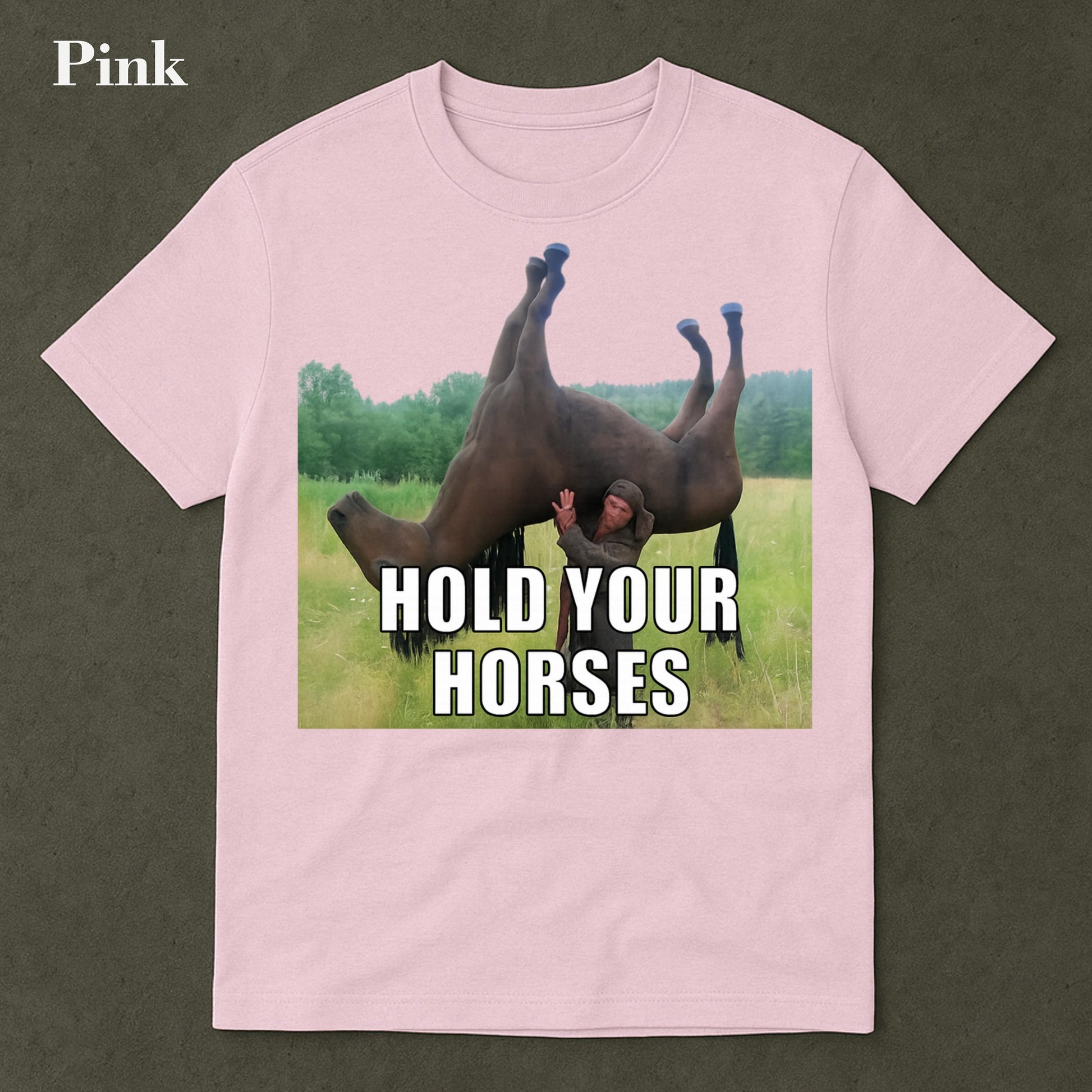 Hold Your Horses Funny Meme T-Shirt – Ironic Graphic Tee