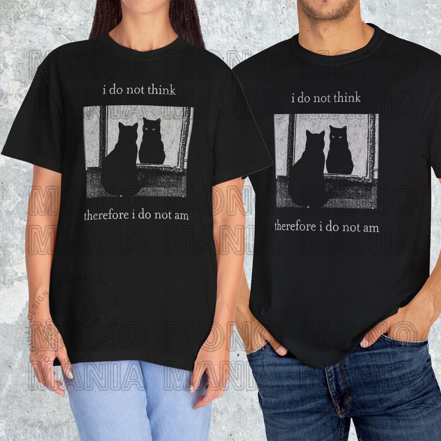 I Do Not Think Therefore I Do Not Am Cat Graphic T-Shirt – Vintage Grunge Tee