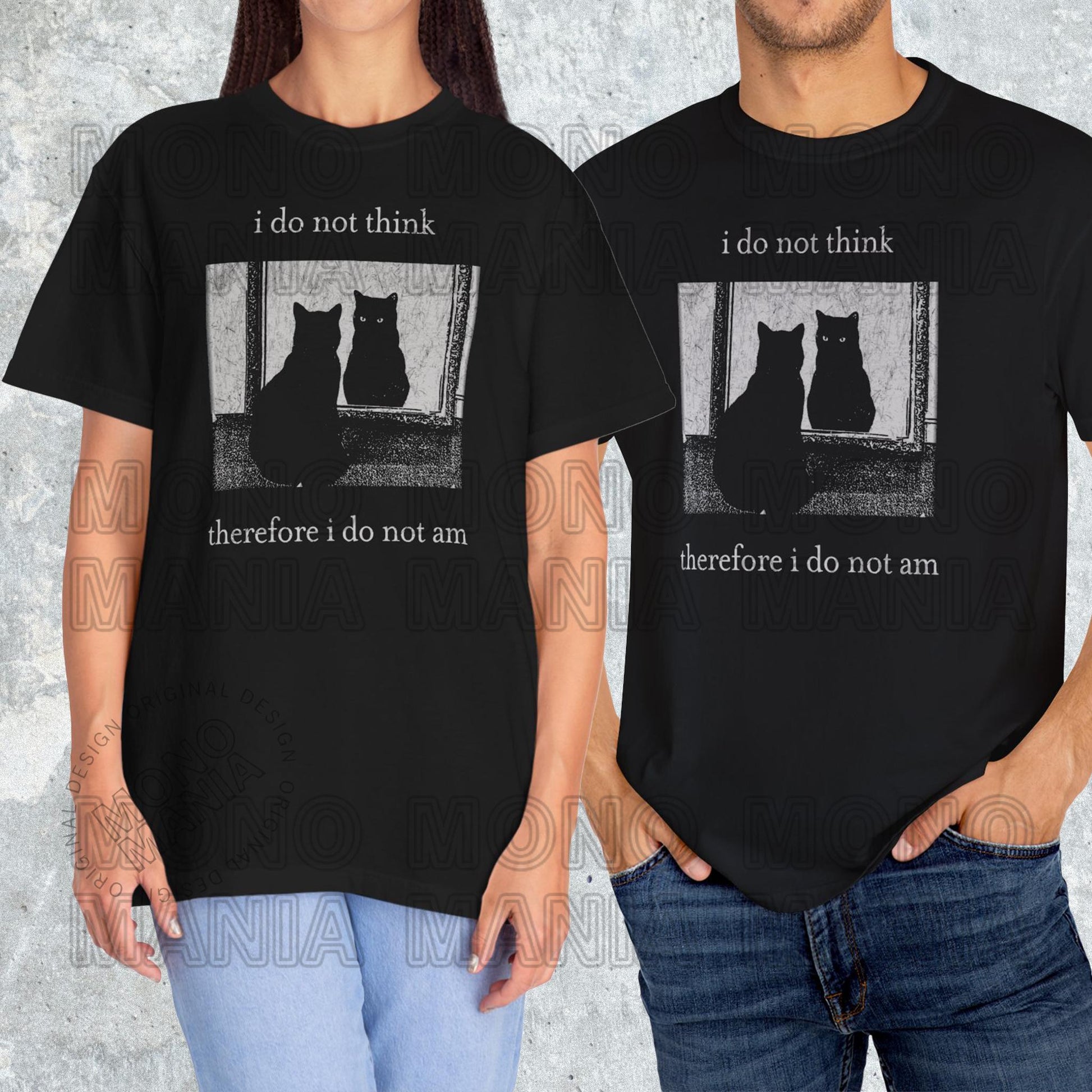 I Do Not Think Therefore I Do Not Am Cat Graphic T-Shirt – Vintage Grunge Tee
