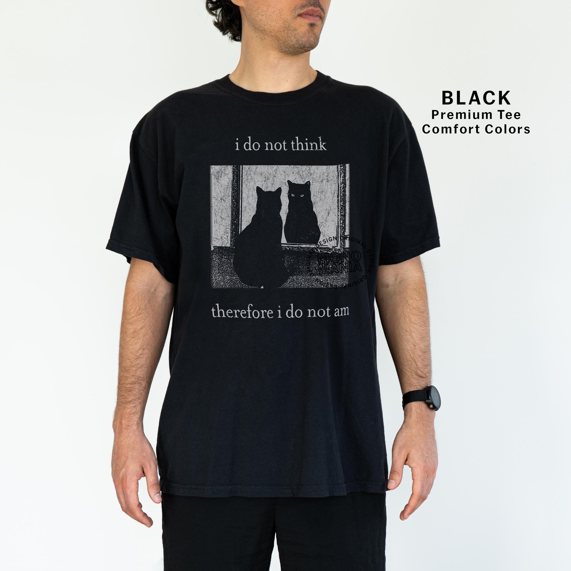 I Do Not Think Therefore I Do Not Am Cat Graphic T-Shirt – Vintage Grunge Tee