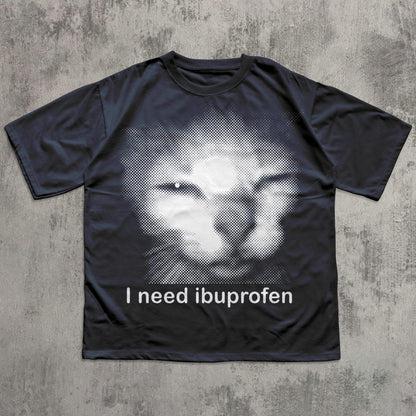 I Need Ibuprofen Funny Cat Graphic T-Shirt – Vintage Meme Tee
