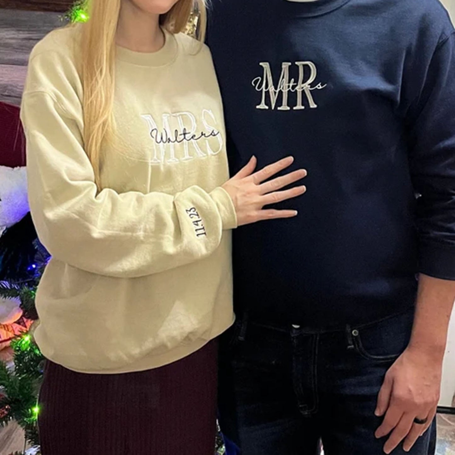 Mr. & Mrs. Matching Hoodies or Sweatshirts - Custom Embroidered Couple Set