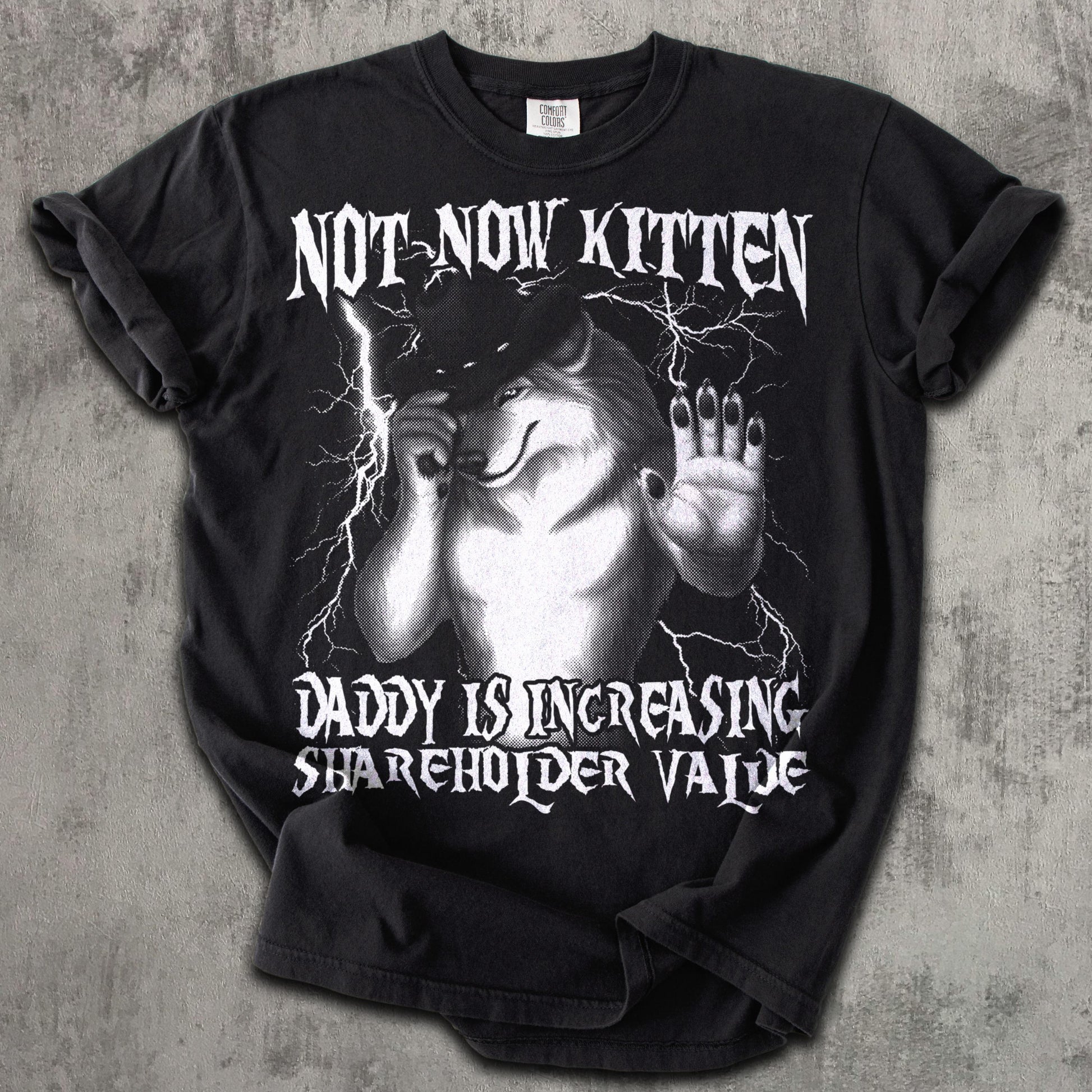 Not Now Kitten Daddy Funny Werewolf Meme T-Shirt – Vintage Graphic Tee