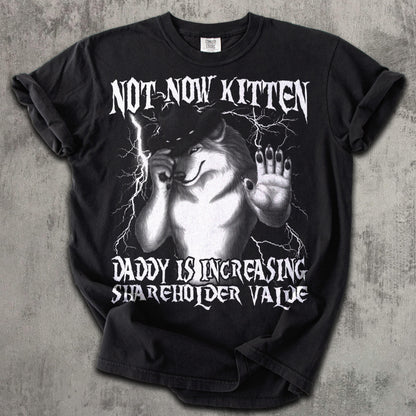 Not Now Kitten Daddy Funny Werewolf Meme T-Shirt – Vintage Graphic Tee