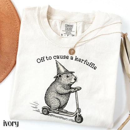 Off to Cause a Kerfuffle Funny Groundhog Graphic T-Shirt – Meme Tee