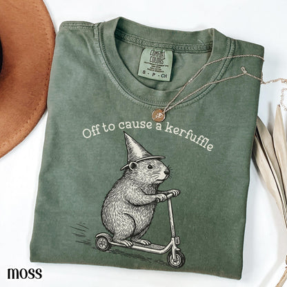 Off to Cause a Kerfuffle Funny Groundhog Graphic T-Shirt – Meme Tee