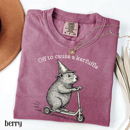 Off to Cause a Kerfuffle Funny Groundhog Graphic T-Shirt – Meme Tee