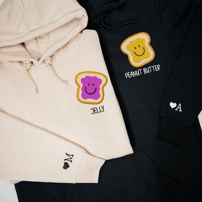 Peanut Butter and Jelly Couple Hoodies - Custom Embroidered Matching Sweatshirts