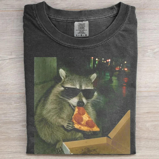 Raccoon Eating Pizza Funny Meme T-Shirt – Vintage Graphic Tee