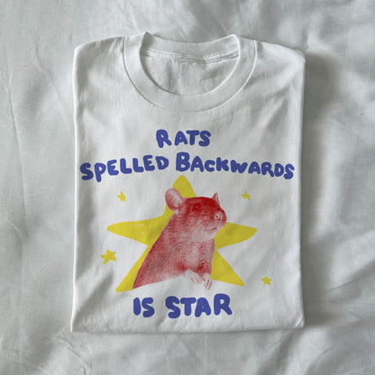 Rats Spelled Backwards Is Star Funny Rat Graphic T-Shirt – Meme Tee