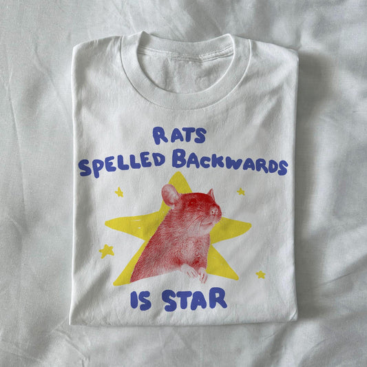 Rats Spelled Backwards Is Star Funny Rat Graphic T-Shirt – Meme Tee