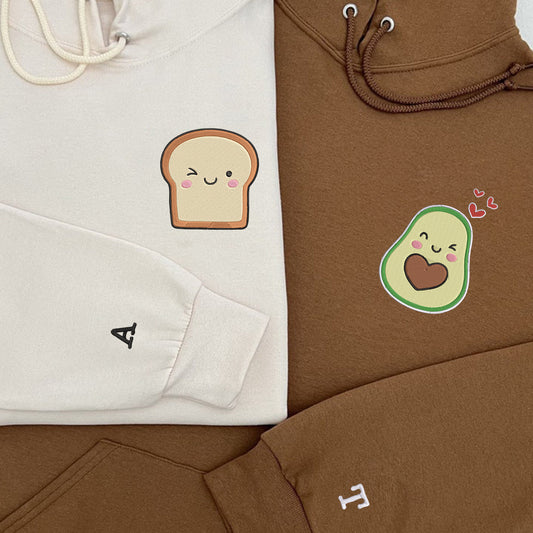 Avocado Toast Matching Hoodies for Couples - Custom Embroidered Couple Sweatshirts