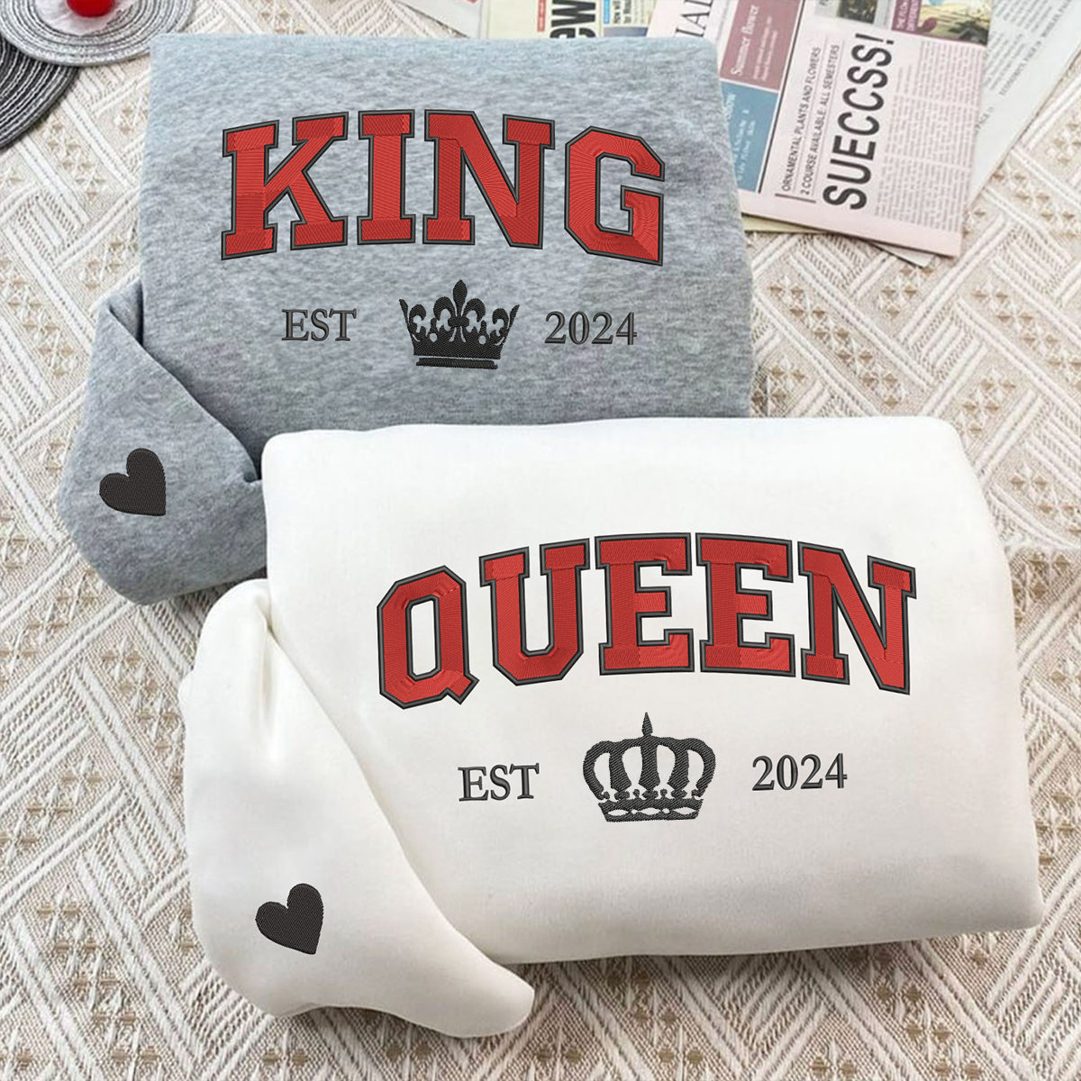 king and queen custom est year hoodies