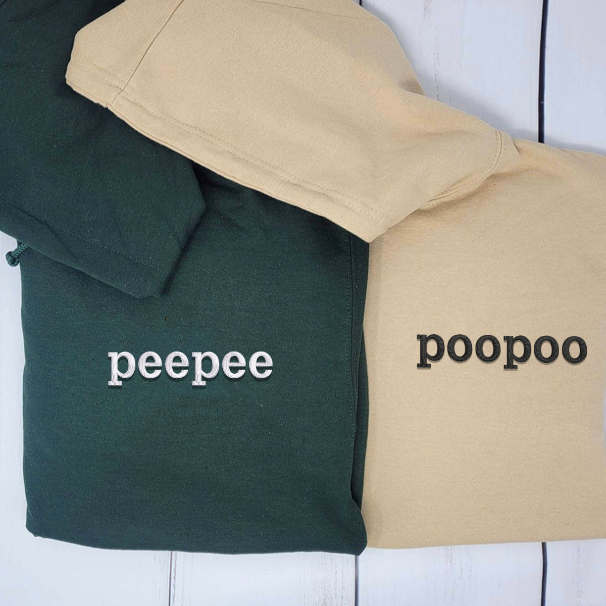 Peepee Poopoo Matching Couple Hoodies - Custom Embroidered Sweatshirt Set