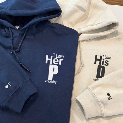 I Love His Dedication Matching Hoodies - Custom Embroidered Couple Sweatshirts