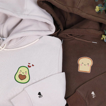 Avocado Toast Matching Hoodies for Couples - Custom Embroidered Couple Sweatshirts