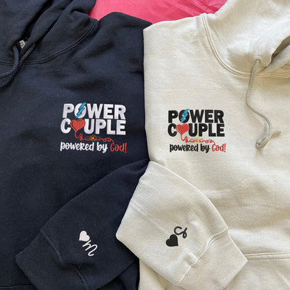 Power Couple Matching Hoodies for Couples - Custom Embroidered Sweatshirts