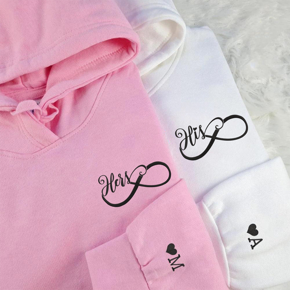 Matching His & Her Couple Hoodies - Custom Embroidered Sweatshirt Set