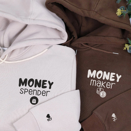 Money Maker Matching Hoodies for Couples - Personalized Embroidered Relationship Sweatshirts