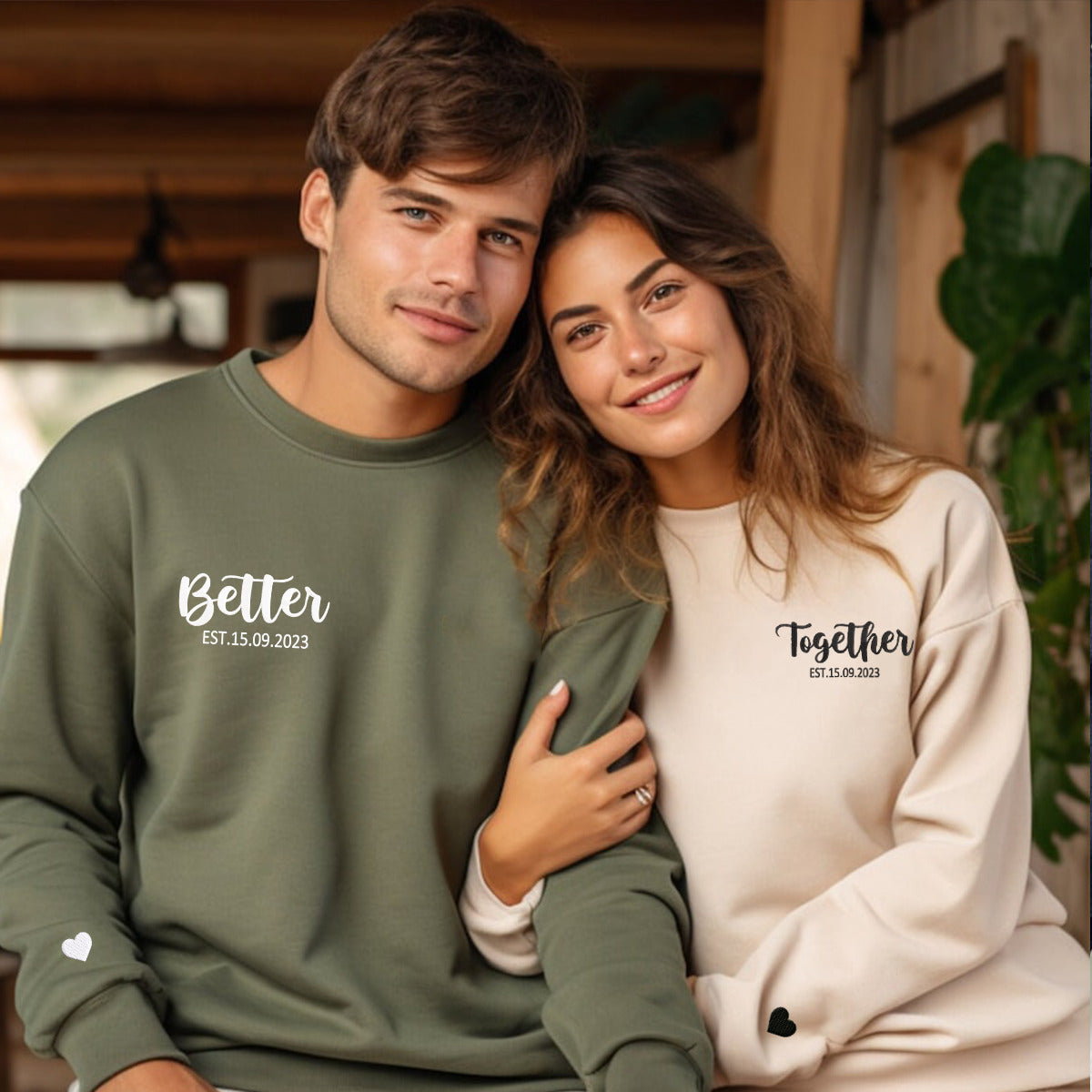 Better Together Matching Hoodies for Couples - Custom Embroidered Sweatshirts