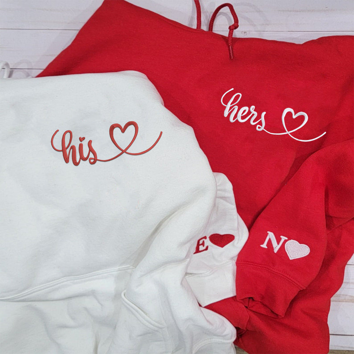 Matching His & Her Couple Hoodies - Custom Embroidered Sweatshirt Set