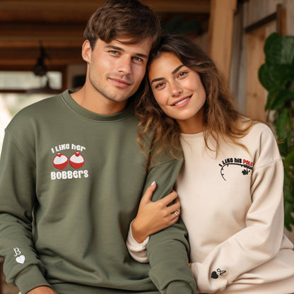 I Like Her Bobbers Matching Hoodies for Couples - Custom Embroidered Sweatshirts