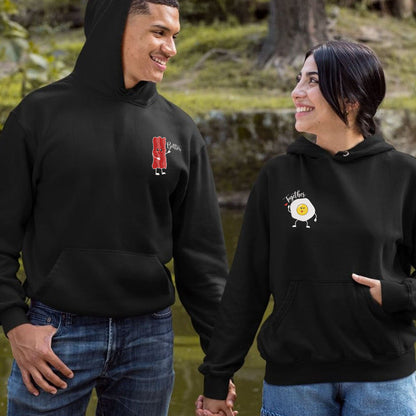 Bacon and Egg Matching Hoodies for Couples - Custom Embroidered Sweatshirts