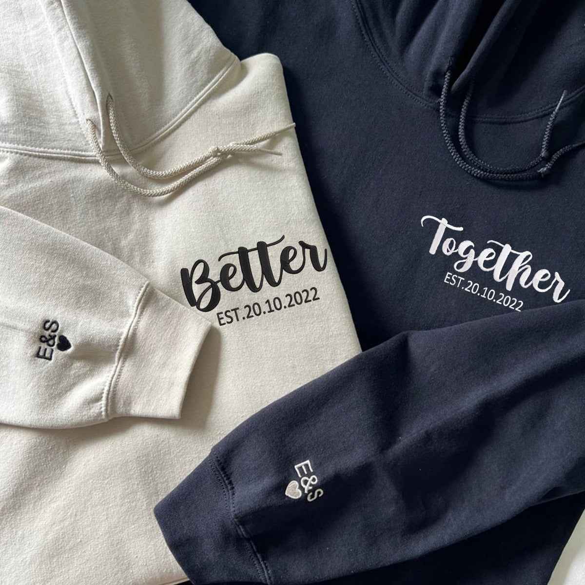 Better Together Matching Hoodies for Couples - Custom Embroidered Sweatshirts