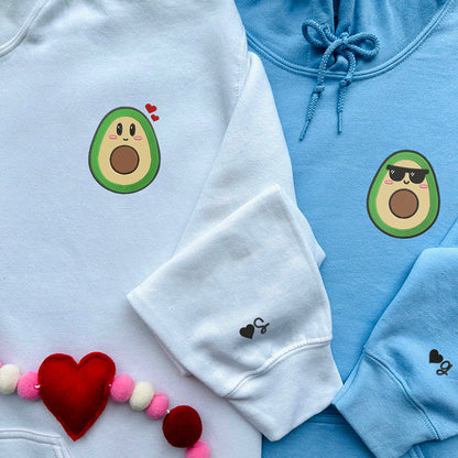 Cute Avocado Matching Hoodies for Couples - Custom Embroidered Couple Sweatshirts