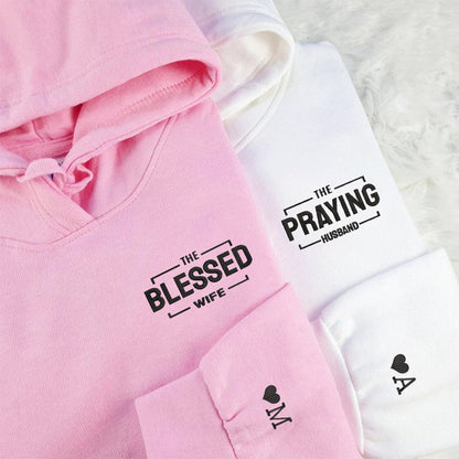 The Praying Husband Matching Couples Hoodie - Custom Embroidered Sweatshirts