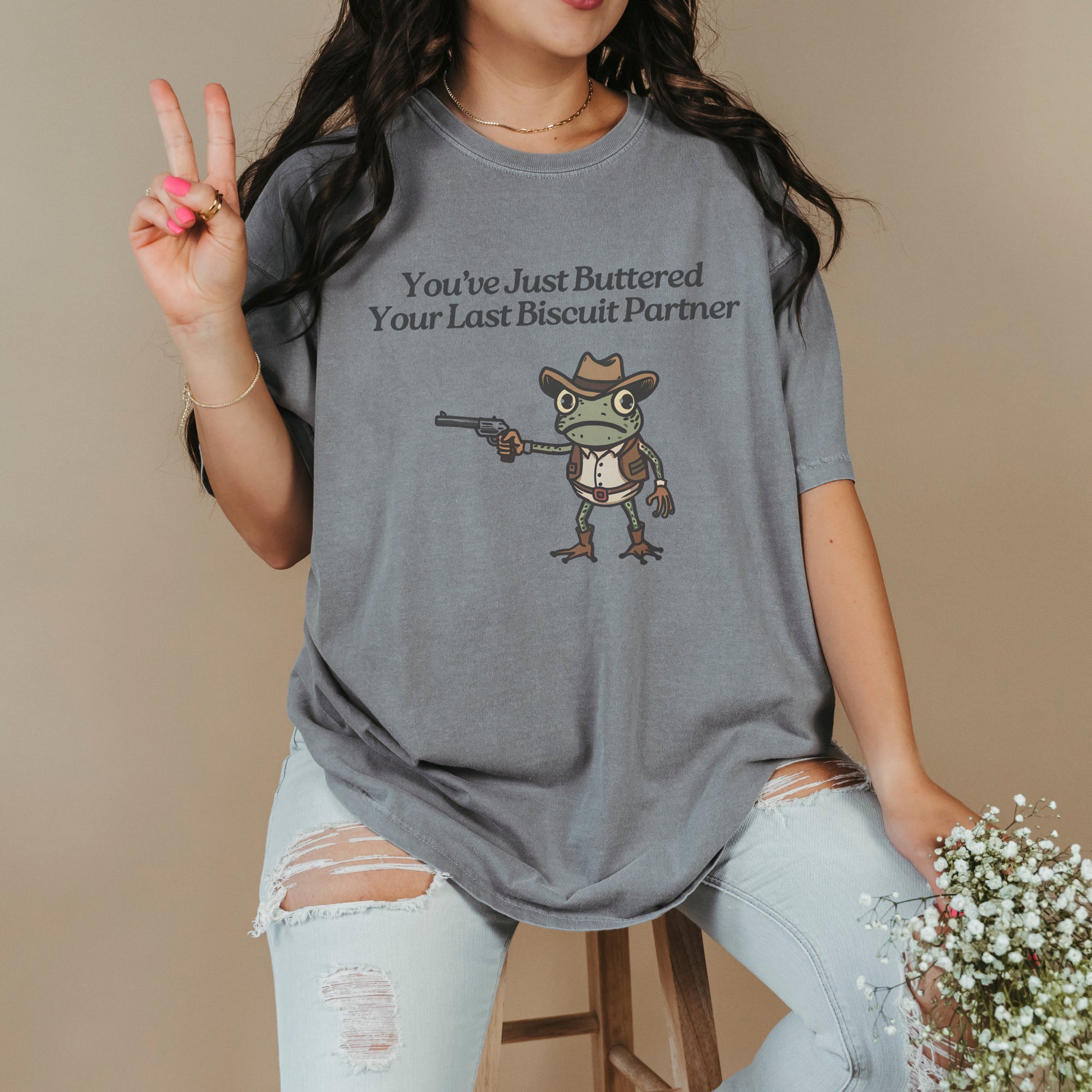 You’ve Just Buttered Your Last Biscuit Cowboy Frog Funny T-Shirt – Meme Tee