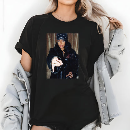 Aaliyah Vintage 90s R&B Singer Poster Style Black Unisex T-Shirt
