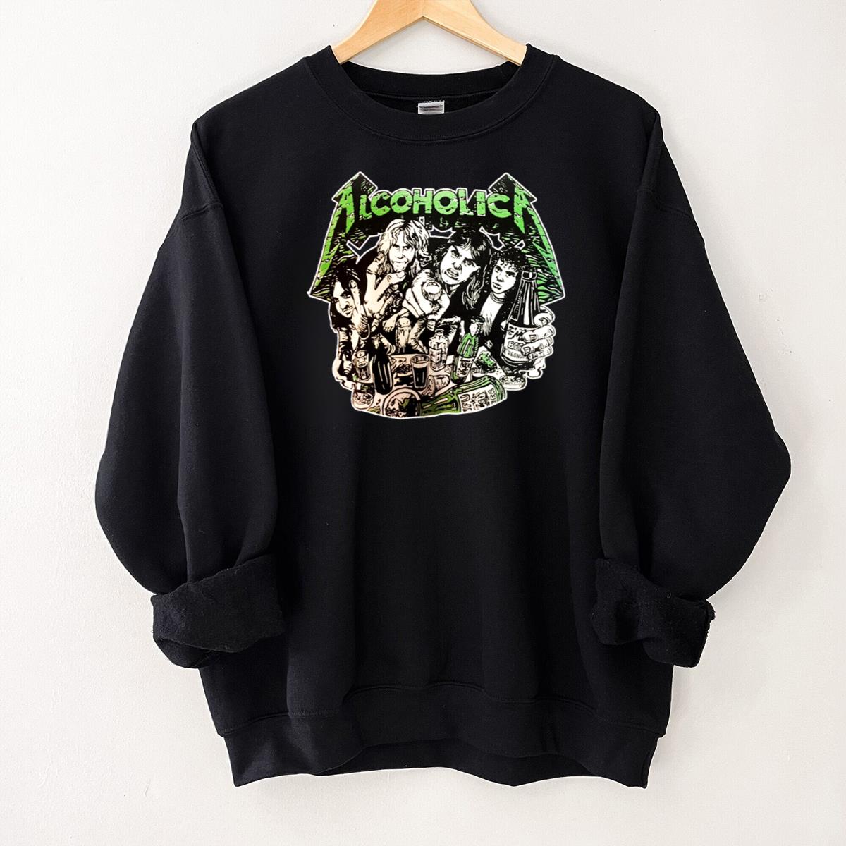 Alcoholica Vintage 80s Heavy Metal Band Fan Retro Black Unisex T-Shirt